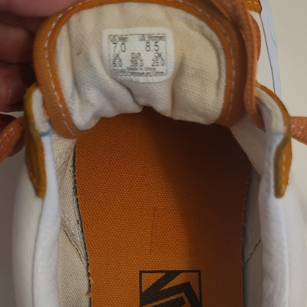 Vans Women's White, Orange, and Pink Sneakers - Picture 3 of 12